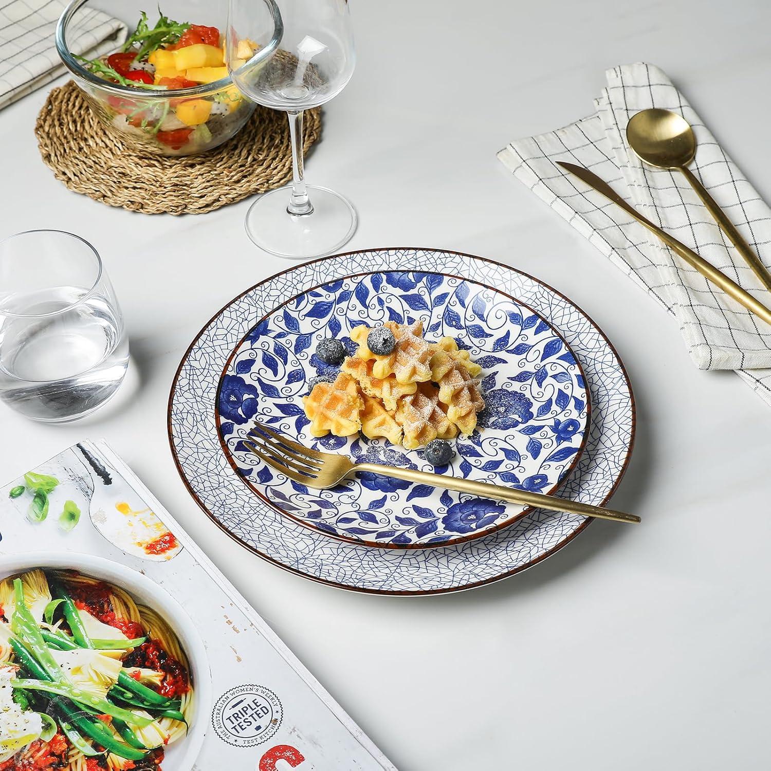 imageSelamica Ceramic Dessert Plates 7 Inch Small Plates Appetizer Plates for Kitchen Set of 6 Microwave Dishwasher Safe Assorted ColorsBlue