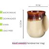 imageSelamica Ceramic 18oz Novelty Righthanded Handwarmer Mug Coffee Mug for family friends and couple  Ceylon GreenCappuccino