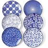 imageSelamica Ceramic Dessert Plates 7 Inch Small Plates Appetizer Plates for Kitchen Set of 6 Microwave Dishwasher Safe Assorted ColorsVintage Blue