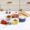 imageSelamica Ceramic Bowls with Lids 8 OZ Small Serving Bowls with Lids for Food Storage Prep Picnic Lunch Microwave Dishwasher Safe Set of 4 Assorted Colors