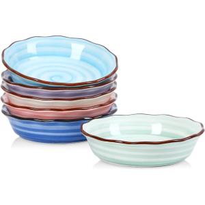 imageSelamica Ceramic Mini Pie Pans Set of 6 6 Inch Pie Dish for Baking Small Pie Plate with Fluted Edge for Apple Quiche Pot Pies Microwave ampamp Oven Safe MaillardGradient Color