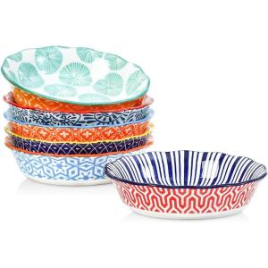 imageSelamica Ceramic Mini Pie Pans Set of 6 6 Inch Pie Dish for Baking Small Pie Plate with Fluted Edge for Apple Quiche Pot Pies Microwave ampamp Oven Safe MaillardAssorted Colors