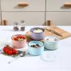 imageSelamica Ceramic Bowls with Lids 8 OZ Small Serving Bowls with Lids for Food Storage Prep Picnic Lunch Microwave Dishwasher Safe Set of 4 Gradient Color