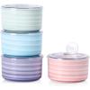 imageSelamica Ceramic Bowls with Lids 8 OZ Small Serving Bowls with Lids for Food Storage Prep Picnic Lunch Microwave Dishwasher Safe Set of 4 Gradient Color