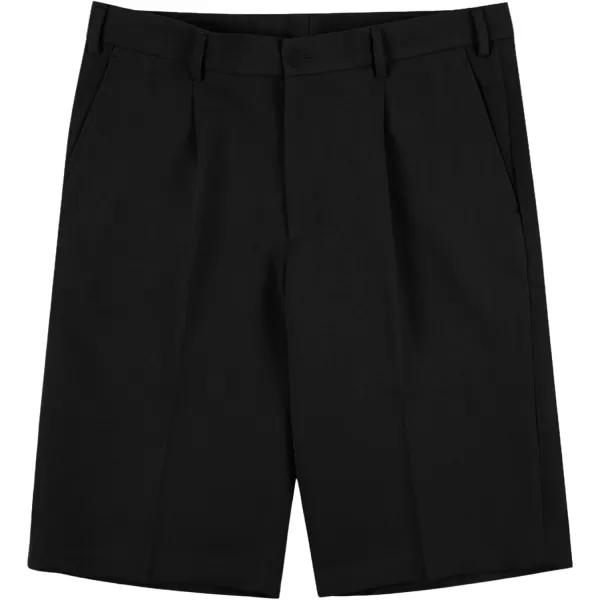 Mens Pleat Front Golf Short Straight Relaxed Fit Stretch Classic Oxford Dress Shorts with Pockets