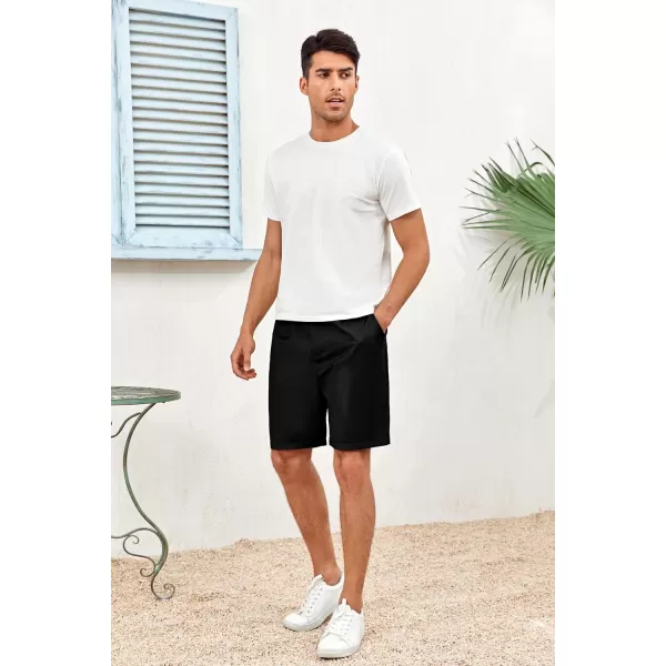 Mens Pleat Front Golf Short Straight Relaxed Fit Stretch Classic Oxford Dress Shorts with Pockets