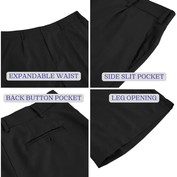 Mens Pleat Front Golf Short Straight Relaxed Fit Stretch Classic Oxford Dress Shorts with Pockets