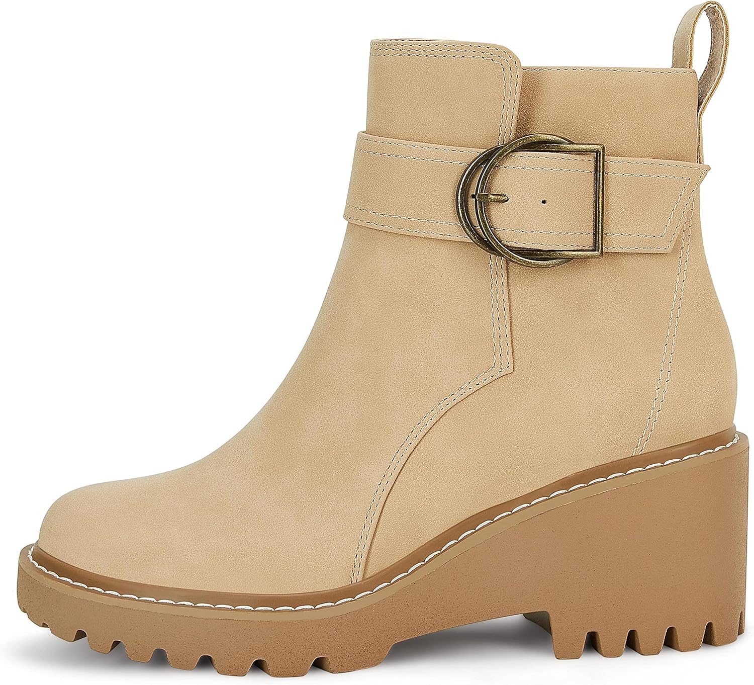 Hawkwell Women's Arch Support Ankle Boots - Suede Chunky Heel Booties With Side Zipper