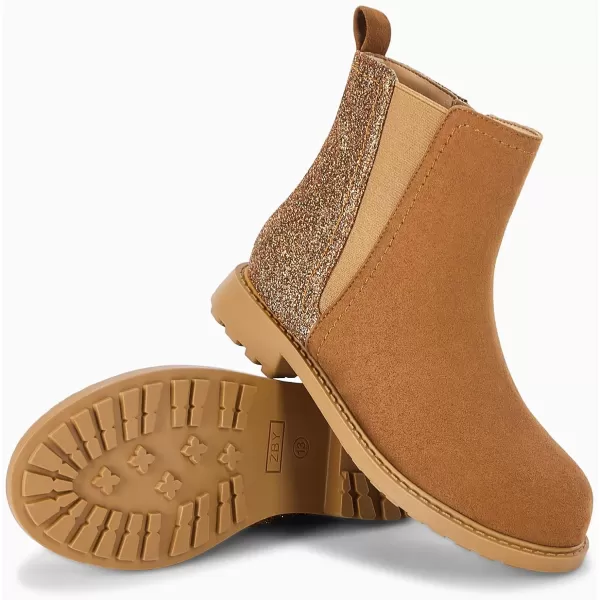 Coutgo Girls Glitter Ankle Boots Side Zipper Comfortable Chelsea Dress Booties for Toddler/Little Kid/Big Kids