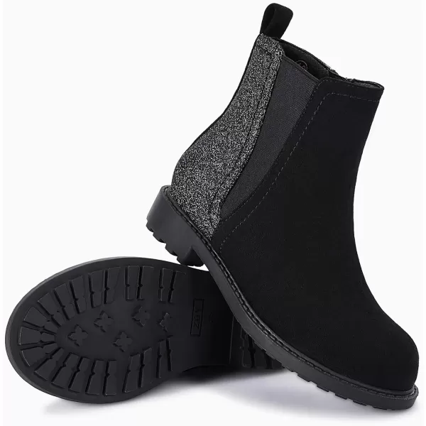 Coutgo Girls Glitter Ankle Boots Side Zipper Comfortable Chelsea Dress Booties for Toddler/Little Kid/Big Kids