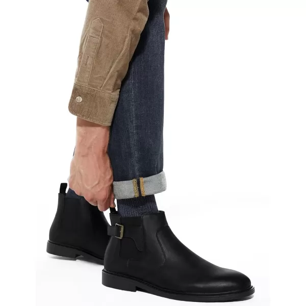 Coutgo Men's Chelsea Boots, Slip-on Buckle Strap Ankle Boots, Casual Dress Boots for Men