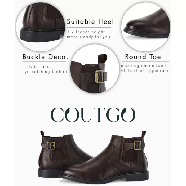 Coutgo Men's Chelsea Boots, Slip-on Buckle Strap Ankle Boots, Casual Dress Boots for Men