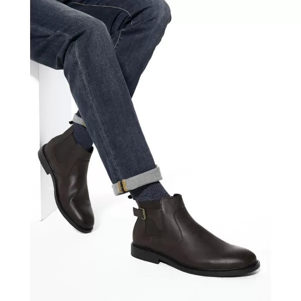 Coutgo Men's Chelsea Boots, Slip-on Buckle Strap Ankle Boots, Casual Dress Boots for Men
