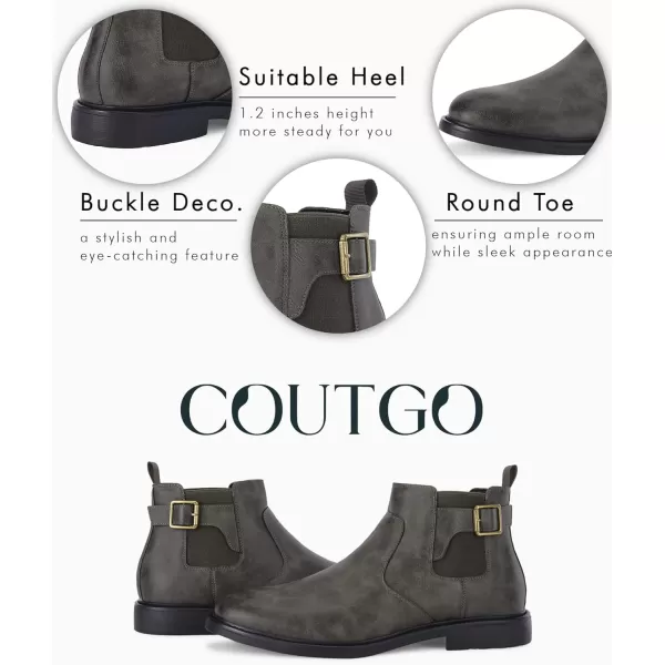 Coutgo Men's Chelsea Boots, Slip-on Buckle Strap Ankle Boots, Casual Dress Boots for Men