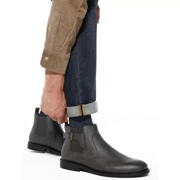 Coutgo Men's Chelsea Boots, Slip-on Buckle Strap Ankle Boots, Casual Dress Boots for Men