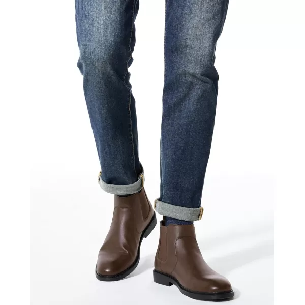 Coutgo Men's Chelsea Boots, Slip-on Buckle Strap Ankle Boots, Casual Dress Boots for Men