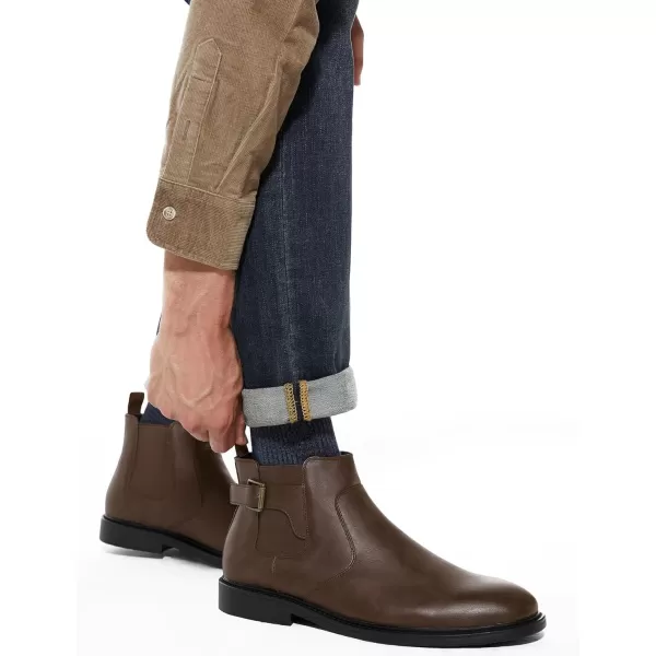 Coutgo Men's Chelsea Boots, Slip-on Buckle Strap Ankle Boots, Casual Dress Boots for Men