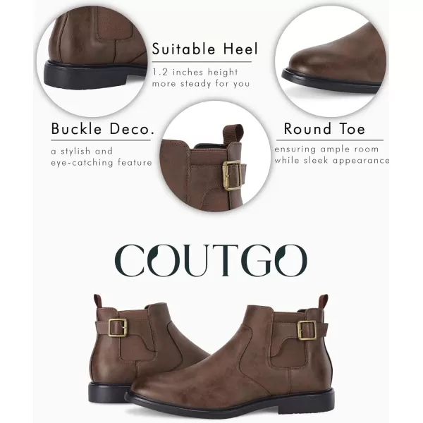 Coutgo Men's Chelsea Boots, Slip-on Buckle Strap Ankle Boots, Casual Dress Boots for Men