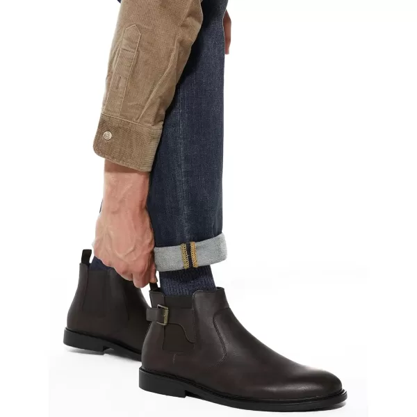 Coutgo Men's Chelsea Boots, Slip-on Buckle Strap Ankle Boots, Casual Dress Boots for Men
