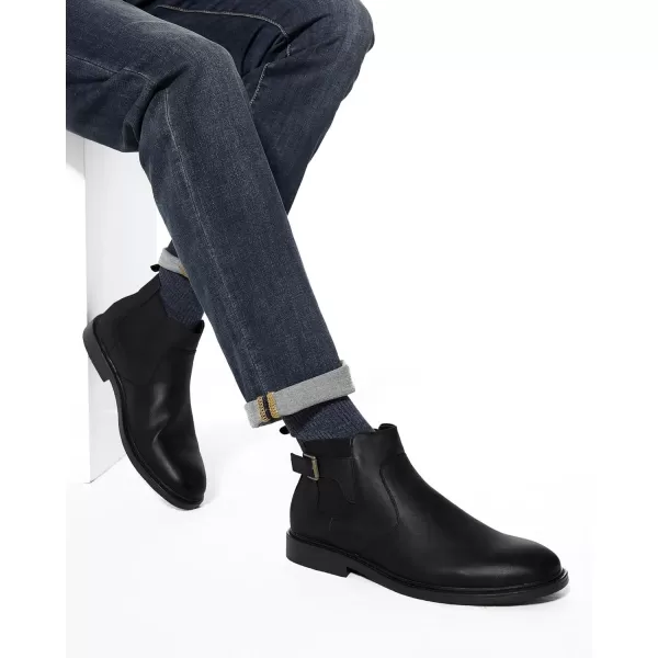 Coutgo Men's Chelsea Boots, Slip-on Buckle Strap Ankle Boots, Casual Dress Boots for Men