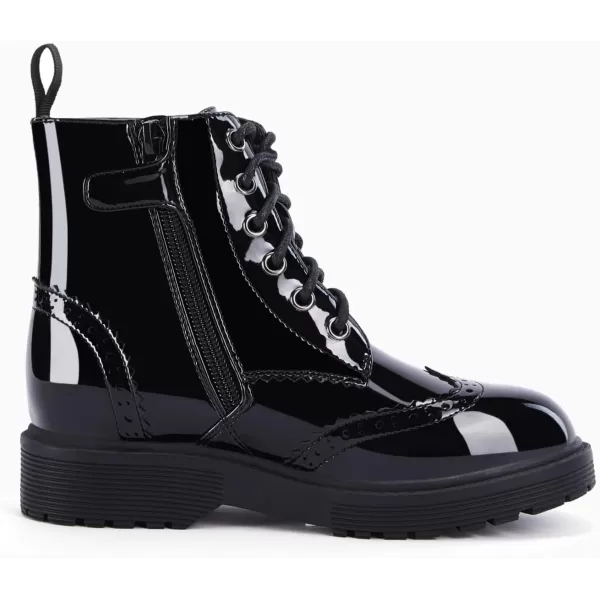 Girls Ankle Boots Lace up Low Chunky Heel Lug Sole Combat Booties Side Zipper Outdoor Dress Walking Shoes Toddler Little Kid Big Kid