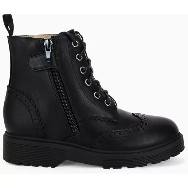 Girls Ankle Boots Lace up Low Chunky Heel Lug Sole Combat Booties Side Zipper Outdoor Dress Walking Shoes Toddler Little Kid Big Kid