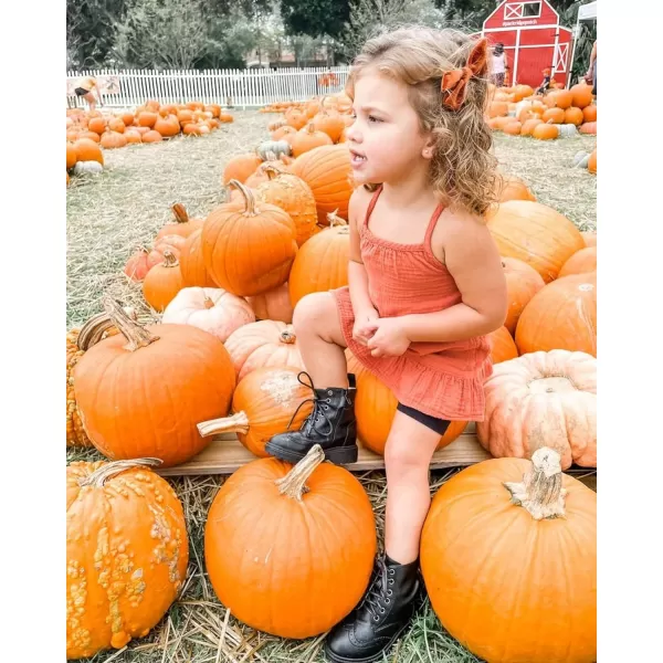 Girls Ankle Boots Lace up Low Chunky Heel Lug Sole Combat Booties Side Zipper Outdoor Dress Walking Shoes Toddler Little Kid Big Kid