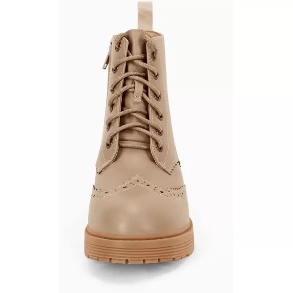 Girls Ankle Boots Lace up Low Chunky Heel Lug Sole Combat Booties Side Zipper Outdoor Dress Walking Shoes Toddler Little Kid Big Kid