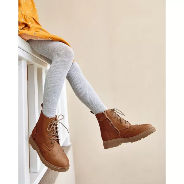Girls Ankle Boots Lace up Low Chunky Heel Lug Sole Combat Booties Side Zipper Outdoor Dress Walking Shoes Toddler Little Kid Big Kid
