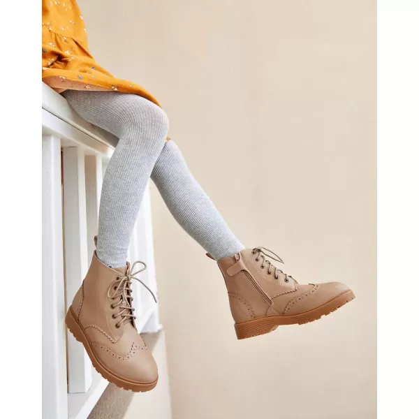 Girls Ankle Boots Lace up Low Chunky Heel Lug Sole Combat Booties Side Zipper Outdoor Dress Walking Shoes Toddler Little Kid Big Kid
