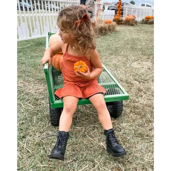Girls Ankle Boots Lace up Low Chunky Heel Lug Sole Combat Booties Side Zipper Outdoor Dress Walking Shoes Toddler Little Kid Big Kid