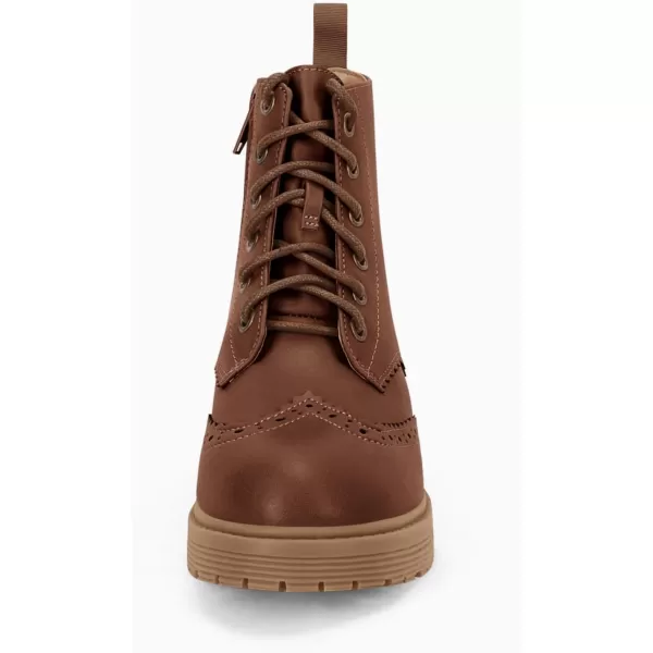 Girls Ankle Boots Lace up Low Chunky Heel Lug Sole Combat Booties Side Zipper Outdoor Dress Walking Shoes Toddler Little Kid Big Kid