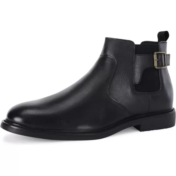 Coutgo Men's Chelsea Boots, Slip-on Buckle Strap Ankle Boots, Casual Dress Boots for Men