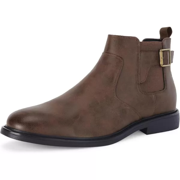 Coutgo Men's Chelsea Boots, Slip-on Buckle Strap Ankle Boots, Casual Dress Boots for Men