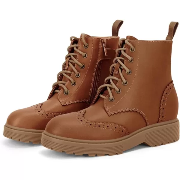 Girls Ankle Boots Lace up Low Chunky Heel Lug Sole Combat Booties Side Zipper Outdoor Dress Walking Shoes Toddler Little Kid Big Kid