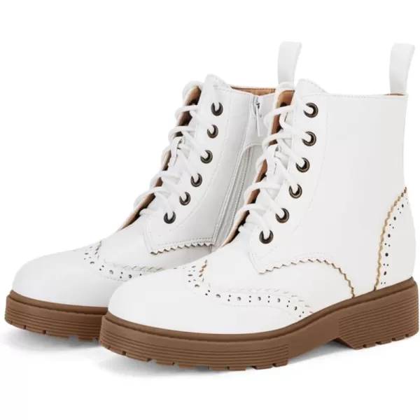 Girls Ankle Boots Lace up Low Chunky Heel Lug Sole Combat Booties Side Zipper Outdoor Dress Walking Shoes Toddler Little Kid Big Kid