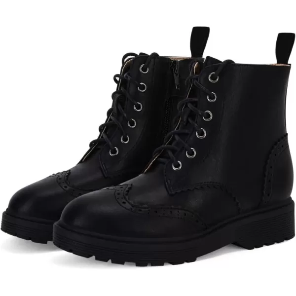 Girls Ankle Boots Lace up Low Chunky Heel Lug Sole Combat Booties Side Zipper Outdoor Dress Walking Shoes Toddler Little Kid Big Kid
