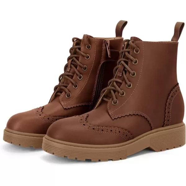 Girls Ankle Boots Lace up Low Chunky Heel Lug Sole Combat Booties Side Zipper Outdoor Dress Walking Shoes Toddler Little Kid Big Kid