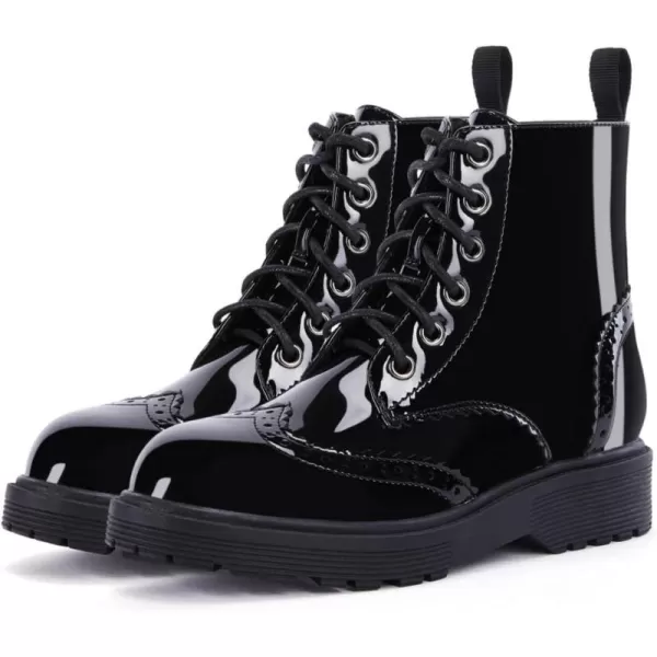 Girls Ankle Boots Lace up Low Chunky Heel Lug Sole Combat Booties Side Zipper Outdoor Dress Walking Shoes Toddler Little Kid Big Kid