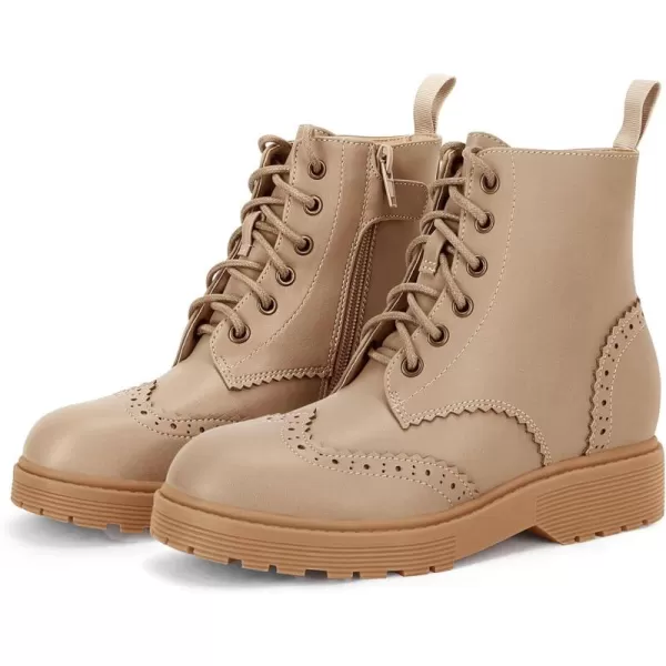 Girls Ankle Boots Lace up Low Chunky Heel Lug Sole Combat Booties Side Zipper Outdoor Dress Walking Shoes Toddler Little Kid Big Kid