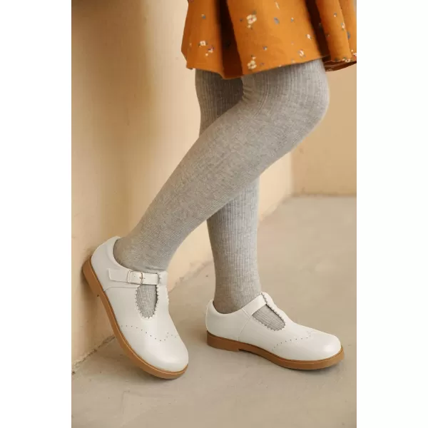 Coutgo Kids Girls Mary Jane School Uniform Shoes T-Strap Ballet Flats Non-Slip Oxford Dress Shoes