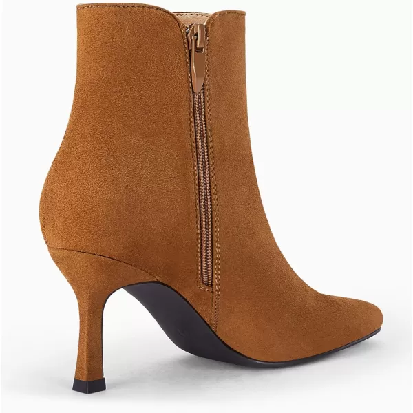 Coutgo Women's Kitten Heel Booties Pointed Toe Low Stiletto Side Zipper Ankle Boots Shoes