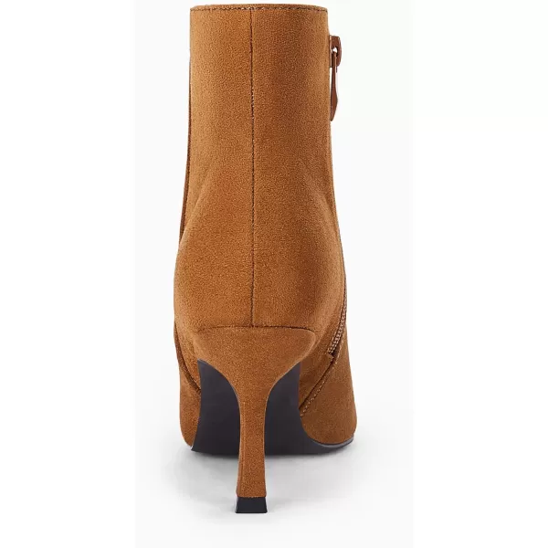 Coutgo Women's Kitten Heel Booties Pointed Toe Low Stiletto Side Zipper Ankle Boots Shoes