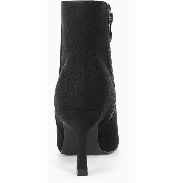 Coutgo Women's Kitten Heel Booties Pointed Toe Low Stiletto Side Zipper Ankle Boots Shoes