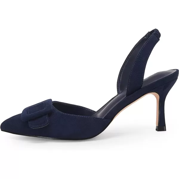 Coutgo Women's Pointed Toe Slingback Pumps Square Buckle Heeled Sandals Stiletto Heels Slip On Party Dress Shoes