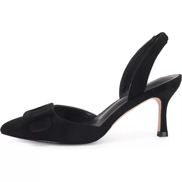 Coutgo Women's Pointed Toe Slingback Pumps Square Buckle Heeled Sandals Stiletto Heels Slip On Party Dress Shoes