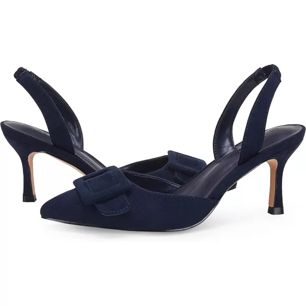 Coutgo Women's Pointed Toe Slingback Pumps Square Buckle Heeled Sandals Stiletto Heels Slip On Party Dress Shoes