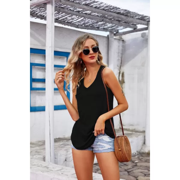 Coutgo Womens V Neck Sleeveless Tank Tops Workout Yoga Loose Lightweight Flowy Summer Tee Shirts with Pocket