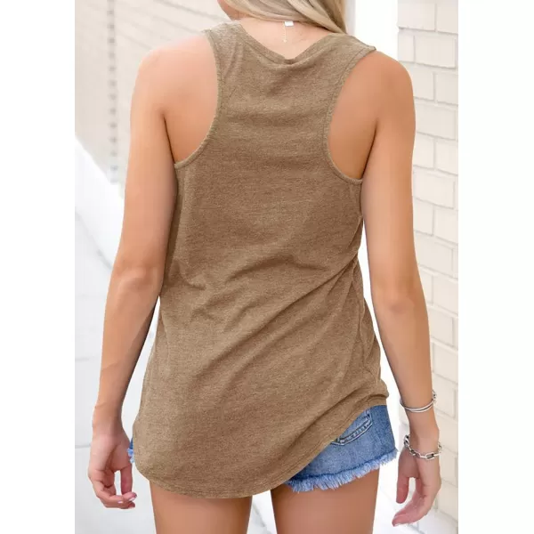 Coutgo Womens V Neck Sleeveless Tank Tops Workout Yoga Loose Lightweight Flowy Summer Tee Shirts with Pocket