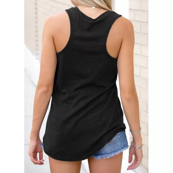Coutgo Womens V Neck Sleeveless Tank Tops Workout Yoga Loose Lightweight Flowy Summer Tee Shirts with Pocket